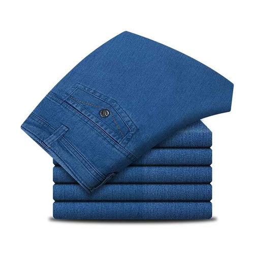 Jeans for Men in Spring Summer High Waisted Straight Leg Loose Elastic