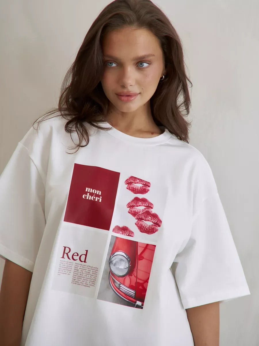 European American Hot Girl American Y2K Design Printed T-shirt Summer