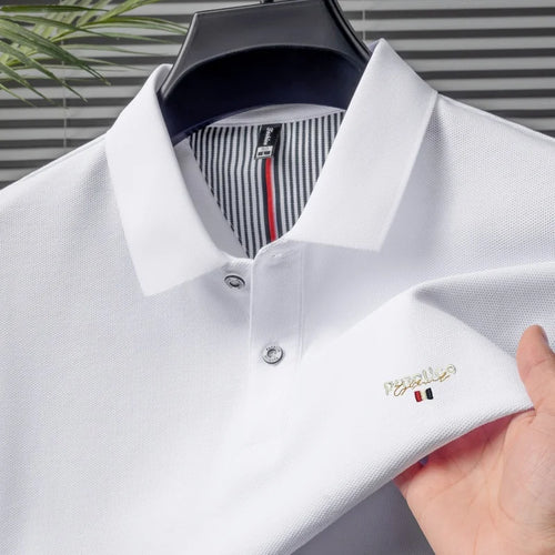 100% Pure Cotton Men's Classic Embroidered Polo Shirt Luxury