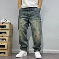 Korean Retro Ripped Jeans Embroidered Slim Fit Men'S Straight Leg