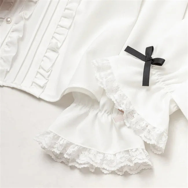 Kawaii Womens Shirts Lolita Y2K Cute Japanese Style Blouse Elegant