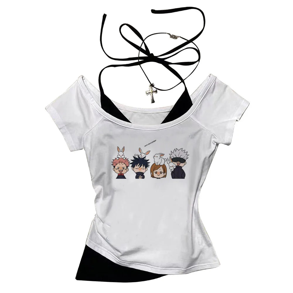 Jujutsu Kaisen Gojo crop top Slim Fit Cute summer babydoll cute shoujo