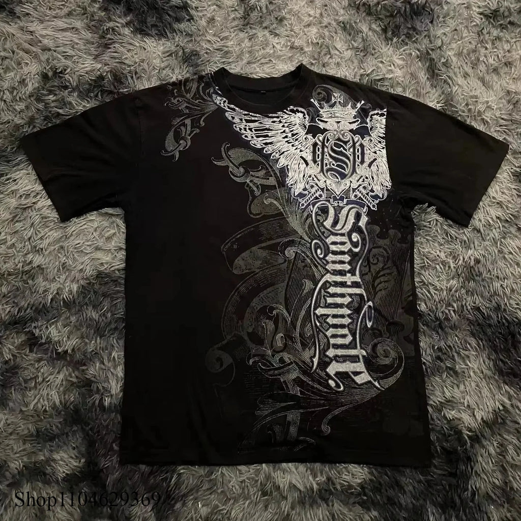 Classic Y2K Gothic Style T-shirt Print Oversized T Shirt High Street