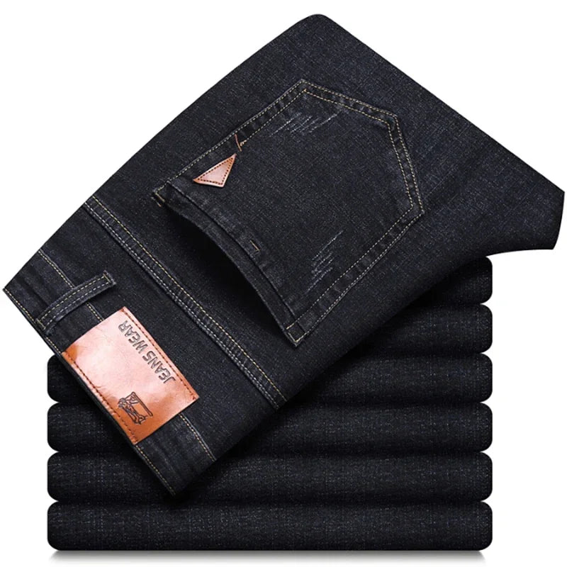 2026 New Korean Men's Casual Long Jeans Classic Man Straight Denim