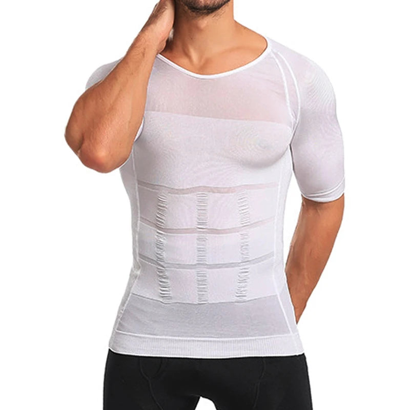 Men Body Shapers Fitness Elastic Abdomen Tight Fitting Short Sleeve