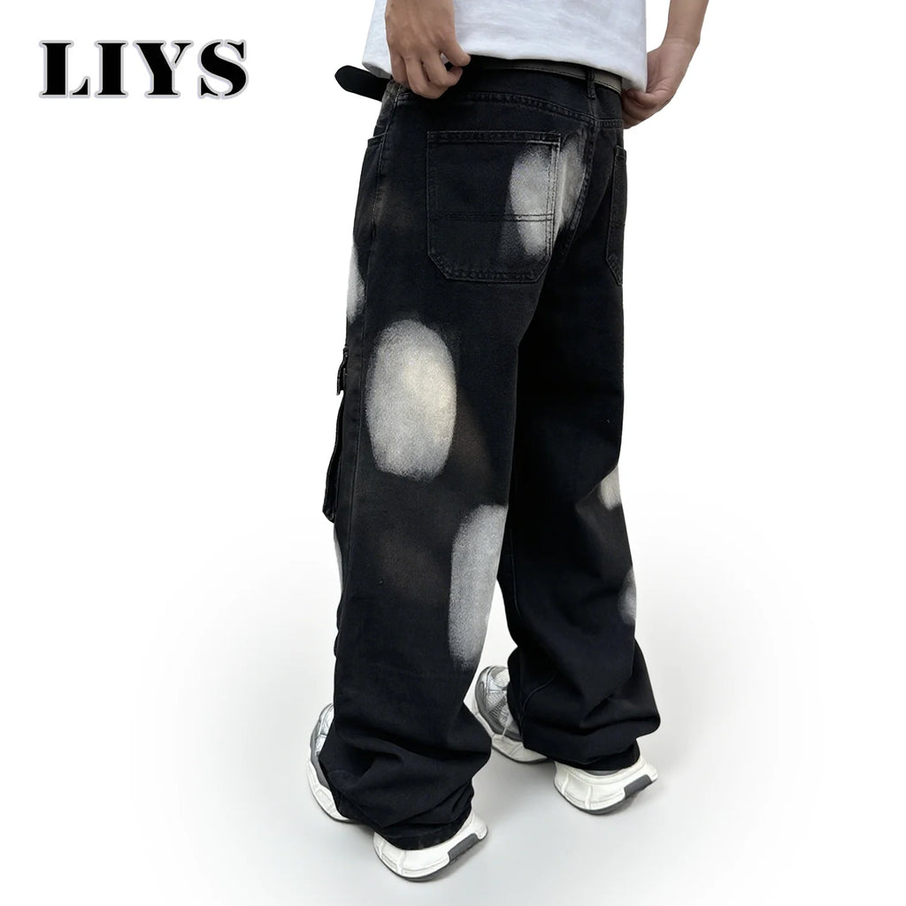 2026 Spring Summer Men's Black Straight Leg Workwear Jeans With