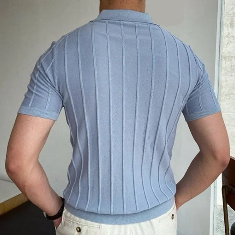 Men's Short-Sleeved Polo Shirt with Lapel Collar, Business Casual
