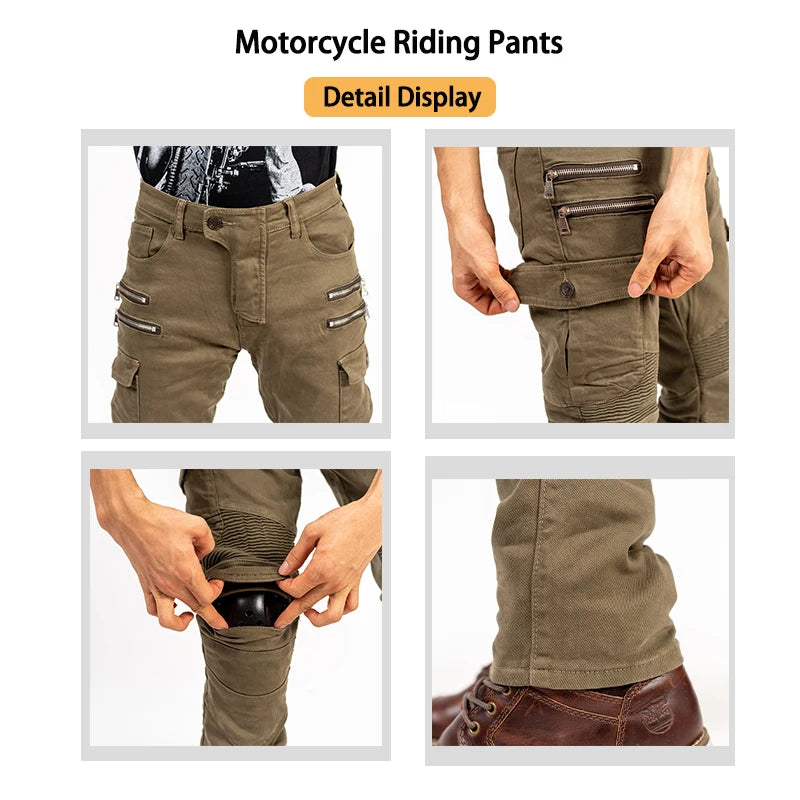Men Women Slim Fit Zipper Denim Motorcycle Pants, Casual Biker