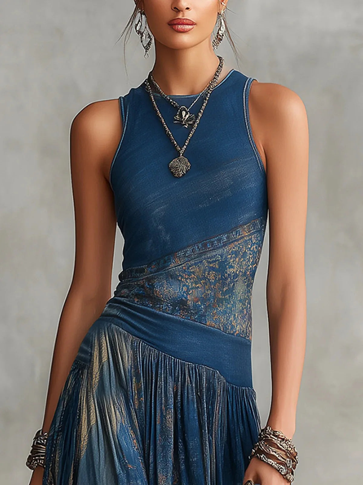 2026 Spring Summer New Fashion Elegant Digital Print Sleeveless Tank