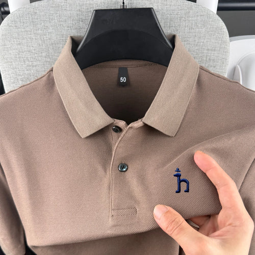 100% pure cotton high-end brand men's short sleeved polo shirt summer