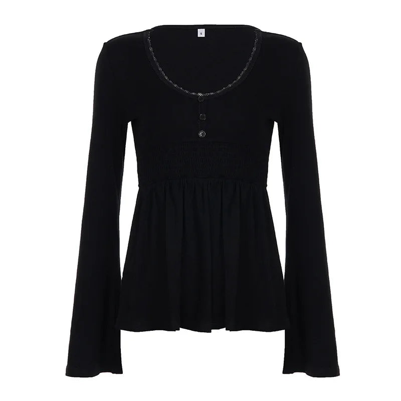 Women Knitting Sweater 2025 New French Chic Blouse Lace Paneled Low