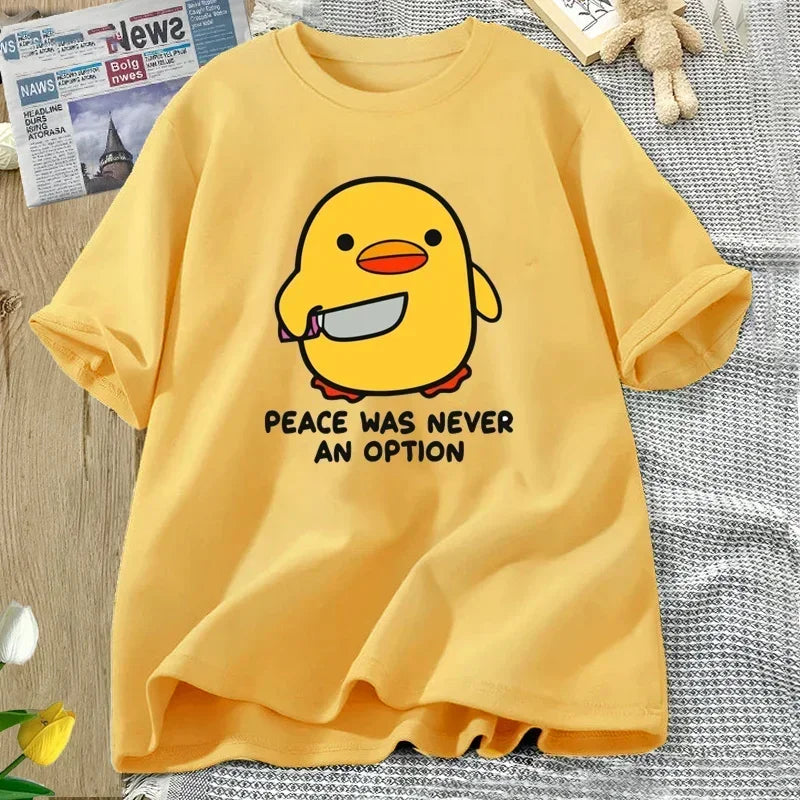 Peace Was Never An Option Cute Animal Tshirt Funny Goose Graphic T