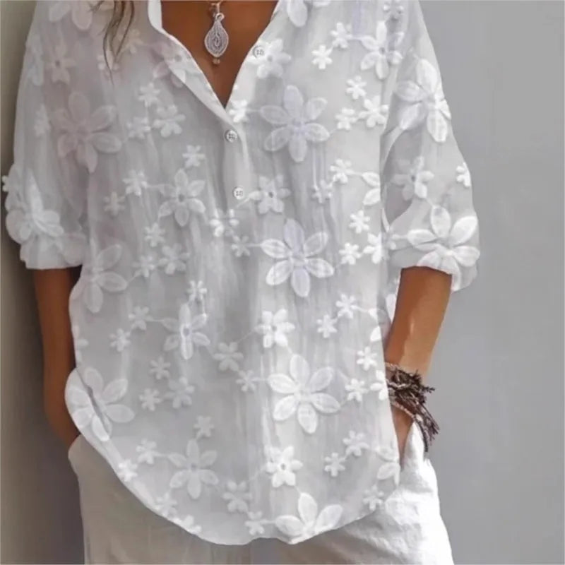 Fashion Blouses Women's Simple And Casual Solid Color V-neck