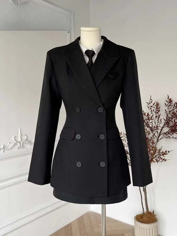 Korean Style Elegant Women 3 Piece Set Slim Blazer Coat + Design