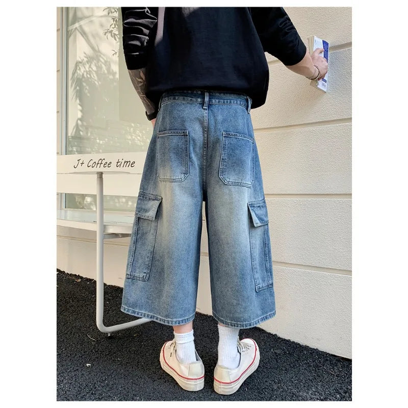 New American Retro High Waist Loose Wide Leg Man Pants Men's Jeans