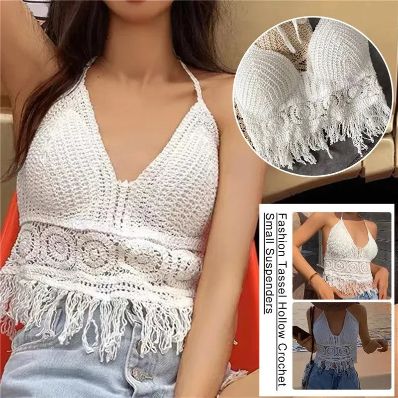 2024 Summer Sexy Beach Short Crop Top for Women Lightweight Hollow Out