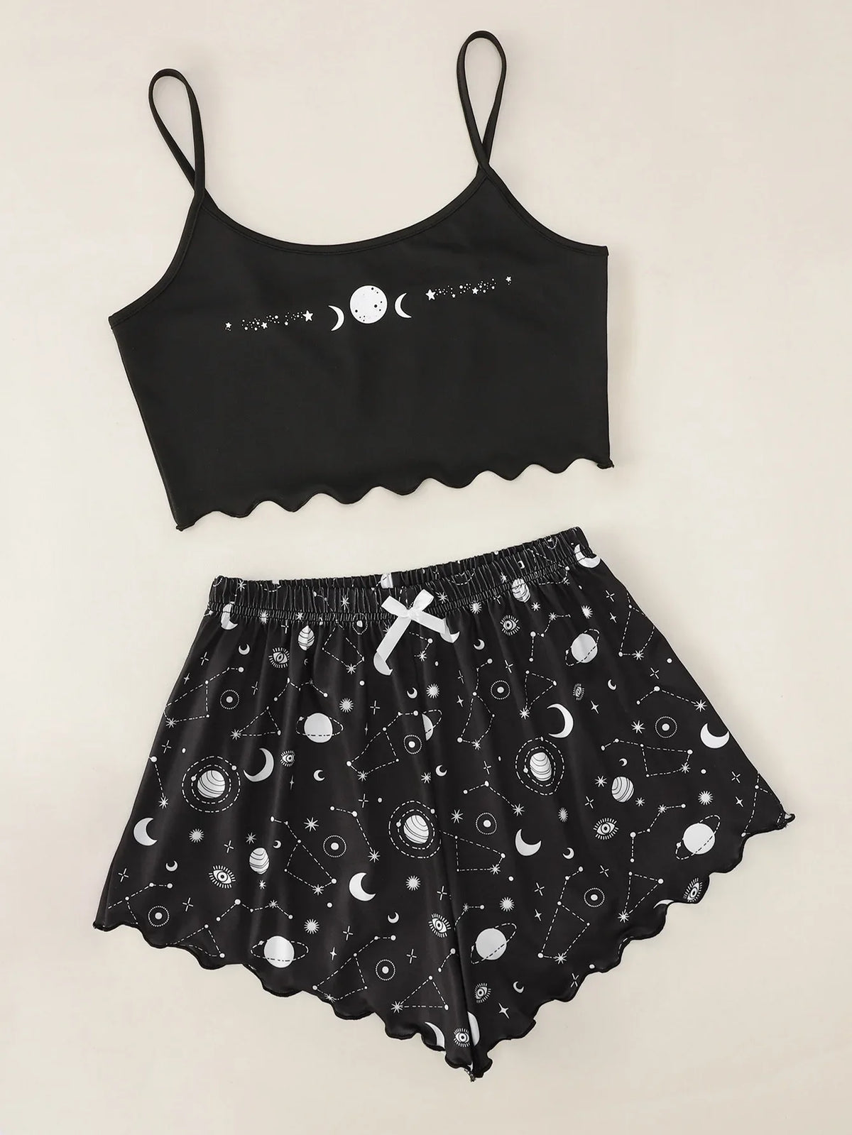 Women's Sleepwear Summer Pajamas Set Star Moon Printed Sleeveless