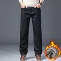 Men's Fleece Lined Thicken Jeans Winter Warm Stretch Slim Fit Denim