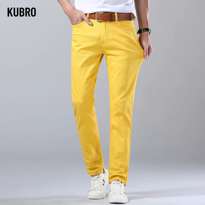 2024 Autumn New Men's Bright Stretch Fit Jeans Trendy Denim