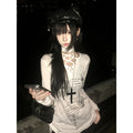 Seeslim Chic Print Graphic T Shirts Woman Lace Up Youthful 2000s
