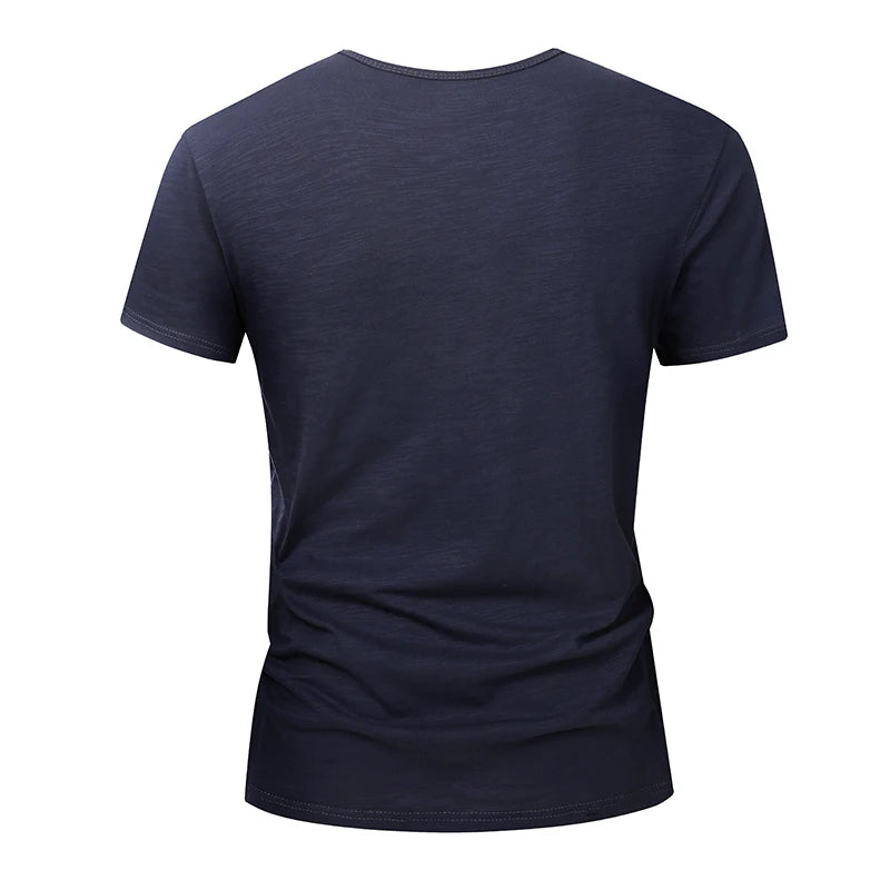 100% Cotton Men T-shirt Summer Short Sleeve Tops Tee Black White Male