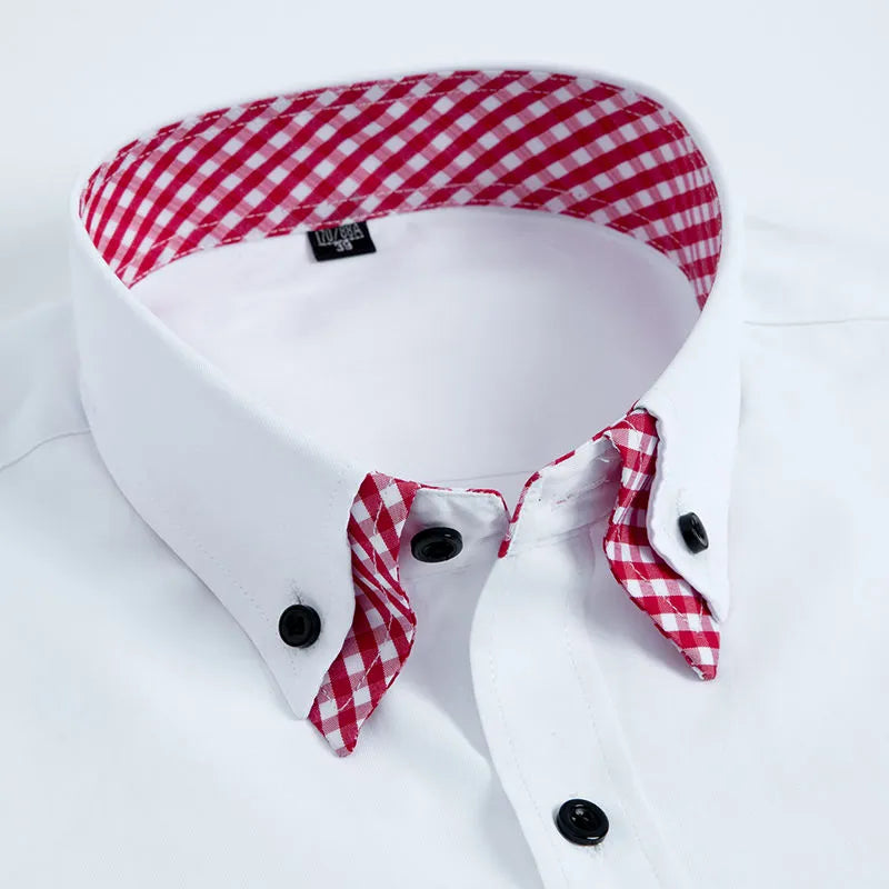 Men's Long Sleeve Dress Shirt Non Iron Double Layer Business Formal