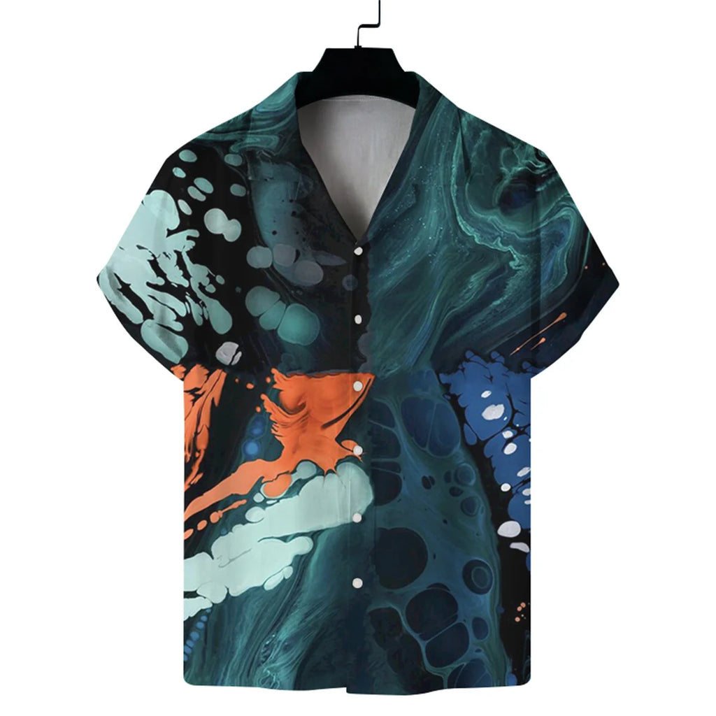 Men's short-sleeved Cuban collar casual shirt men's personalized