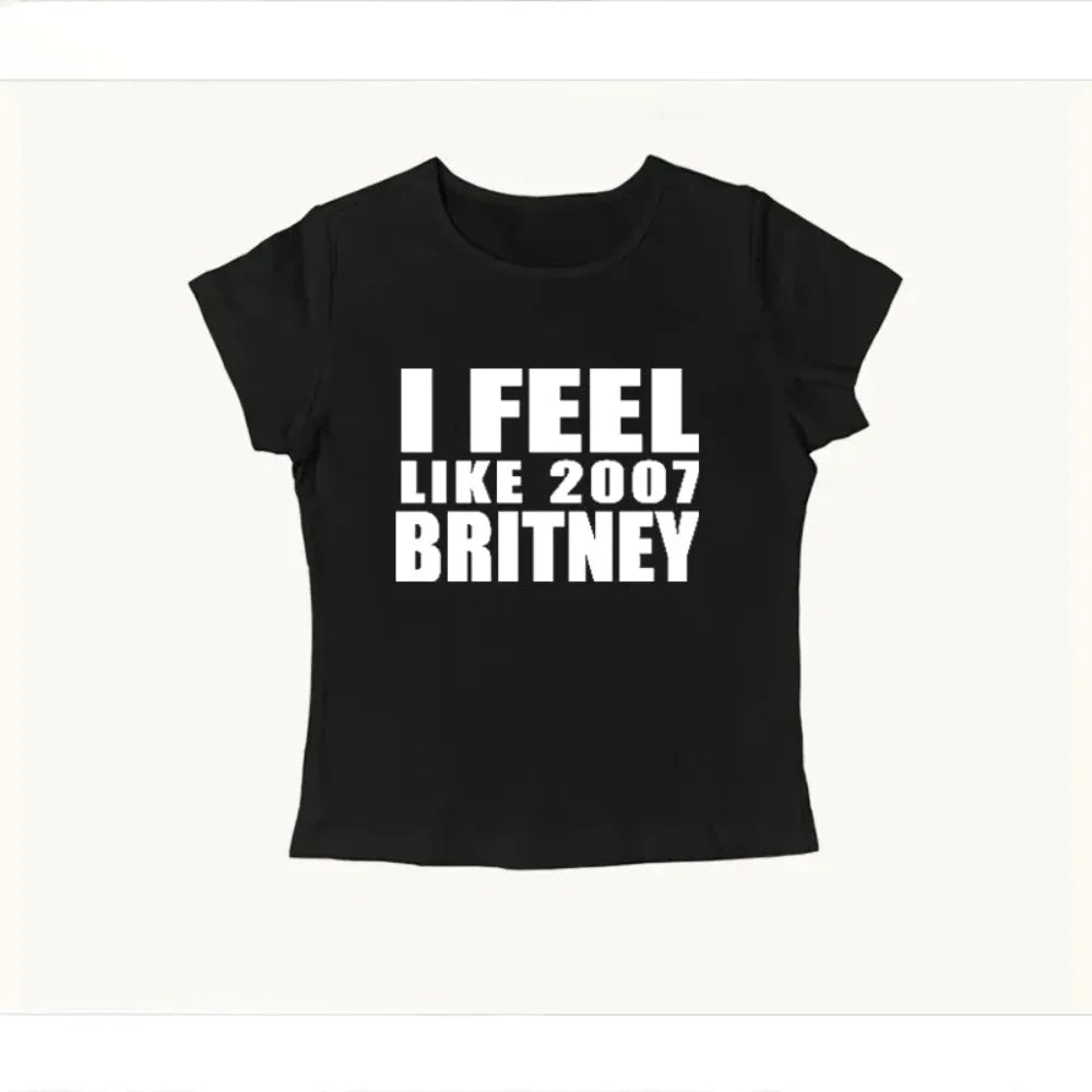 Y2K 2000s Vinage Crop Top Letter Print Casual Short Sleeve T-shirt