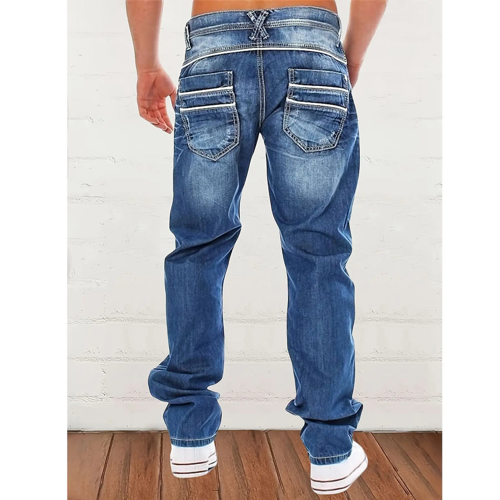 New Men's Retro Loose Casual Straight Leg Jeans Comfortable Classic