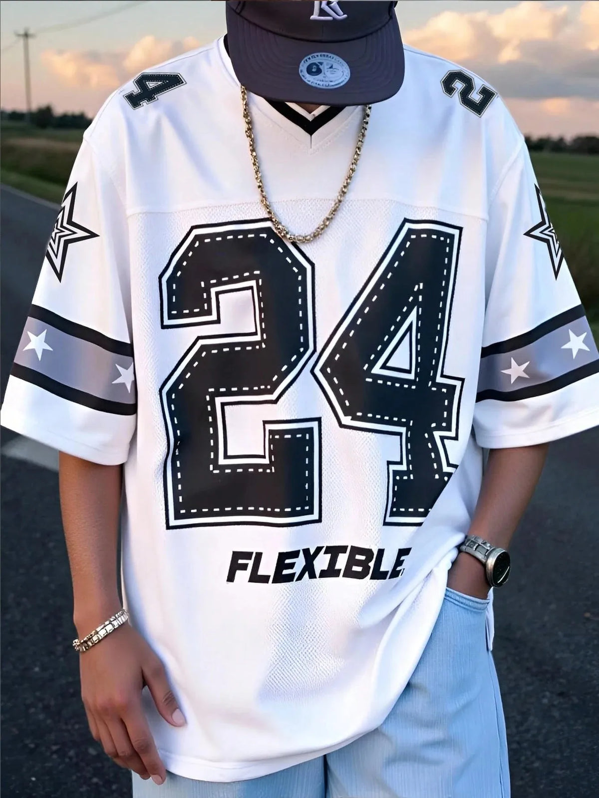 2026 Summer New Men's V-Neck T-Shirt with 3D Digital Pattern Printing