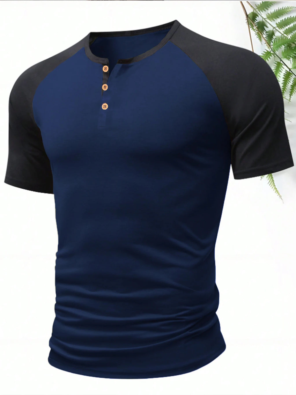 Men's Fashion Henley T-Shirt Summer Loose Crew Neck Short Sleeve