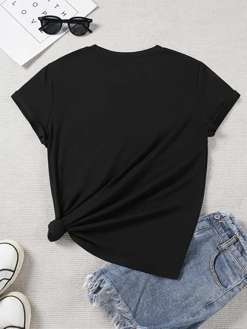 Women's Korean Alphabet & Hangul T-Shirt Casual Oversize Top Daily