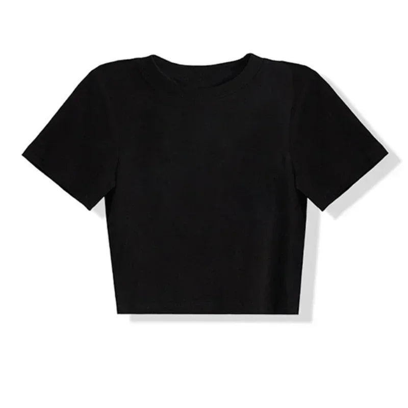 Summer 2026 Solid Basic Short Sleeve Womens Tshirt Casual Black White