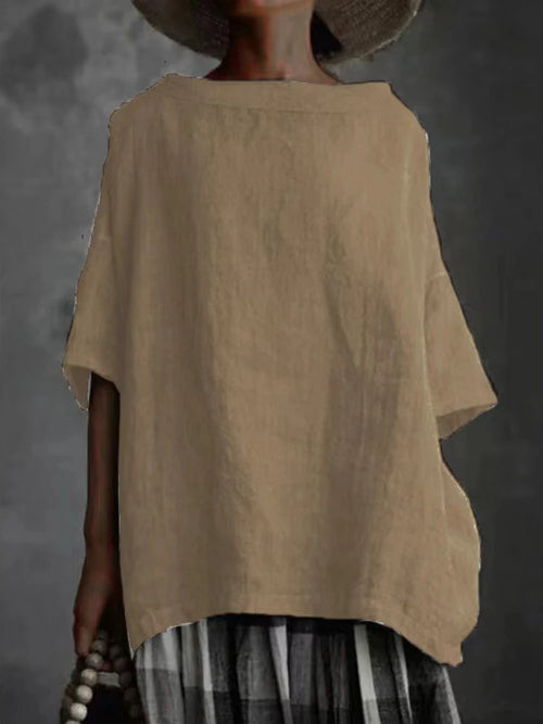 Women Vintage Harajuku Cotton and Linen Loose Blouses and Shirts