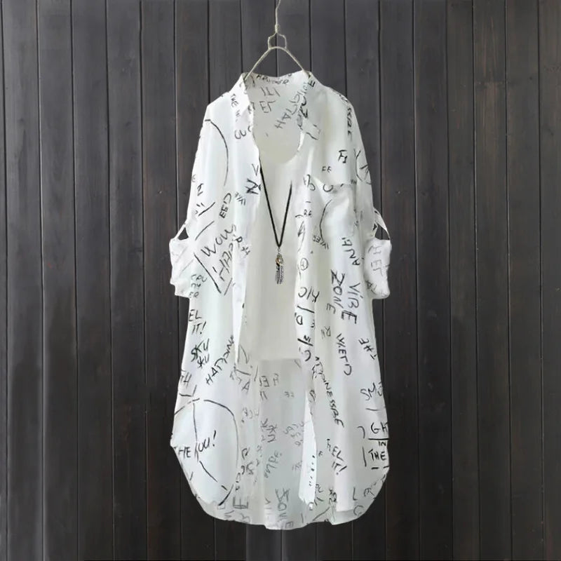 Ladies Summer Sun Shirt Long Sleeve Loose Fit Button Up Blouse