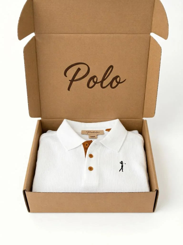 Classic Men's Polo Shirt - Premium  Knit with Golf Embroidery, Folded