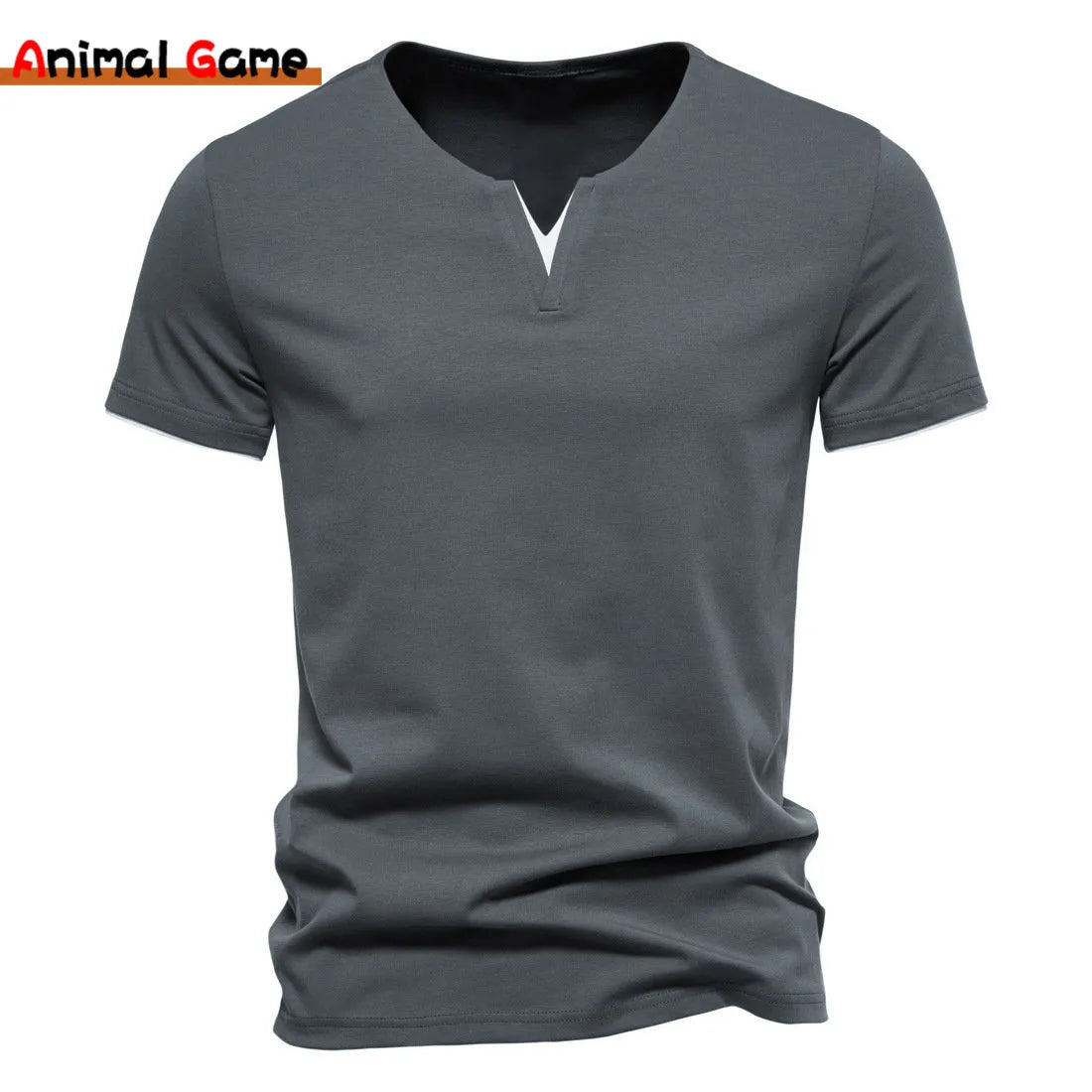 Mens Short Sleeve Henley Shirts Casual Cotton Slim Fit Basic Summer V