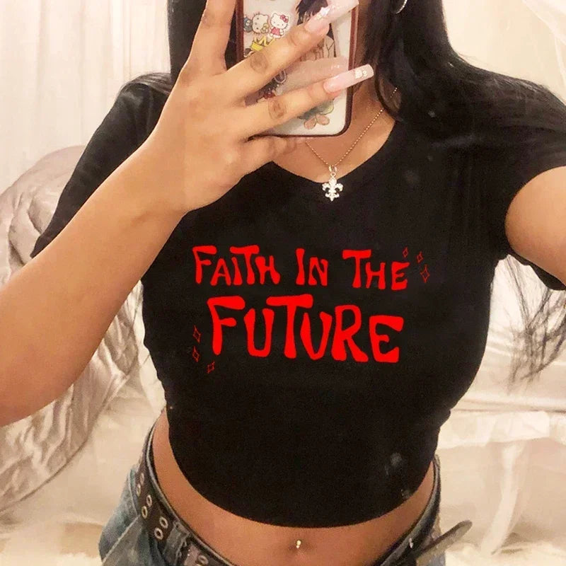 Faith in The Future Band Tours T Shirt Women Sexy Party Cropped Tops O