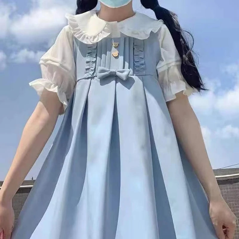 Zoki Japanese Sweet Women Blouses Lolita Style White Kawaii Peter Pan