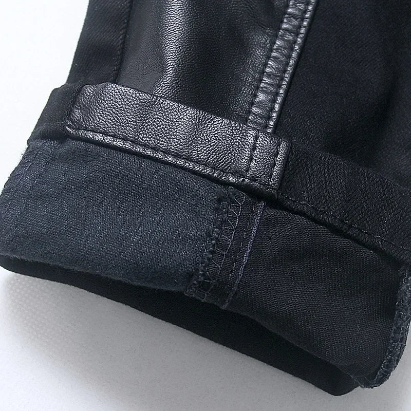 YASUGUOJI New 2024 Punk Style Fashion Slim Fit Pu Leather Patchwork