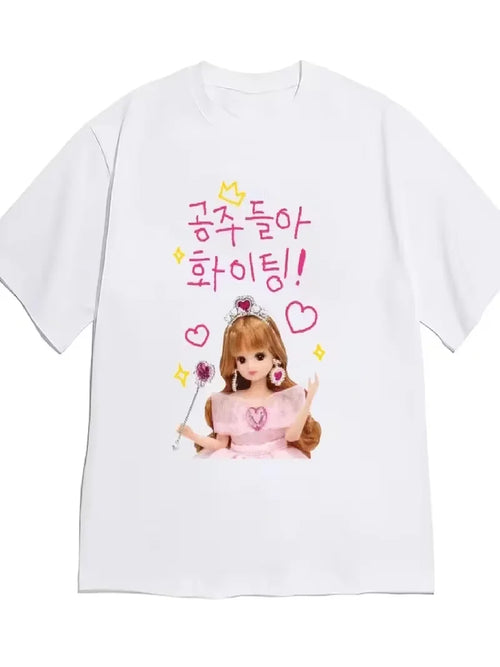 Women's Korean Alphabet & Hangul T-Shirt Casual Oversize Top Daily
