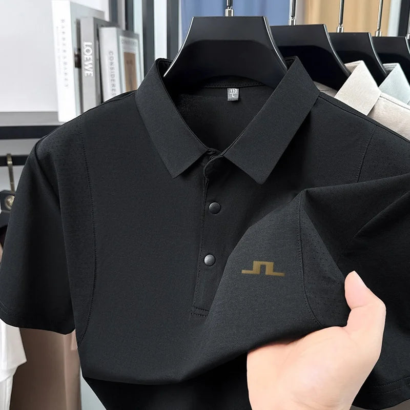 Designer Original New Men's Short-Sleeved Polo Shirt Lapel Button
