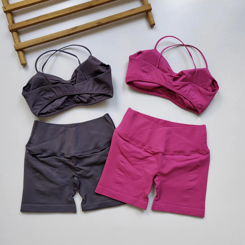 Women's Open Back Yoga Tank Top Built-in Pads, High Waist Peach Butt