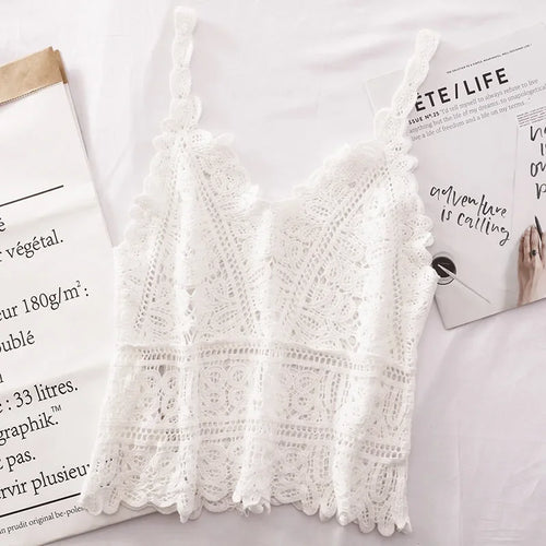 Female Beachwear Bohemian Boho Chic Crochet Eyelet Tank Tops Women