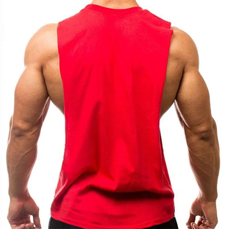 Gym Fitness Training Vests Cotton Breathable Side Slits Tank Tops Mens