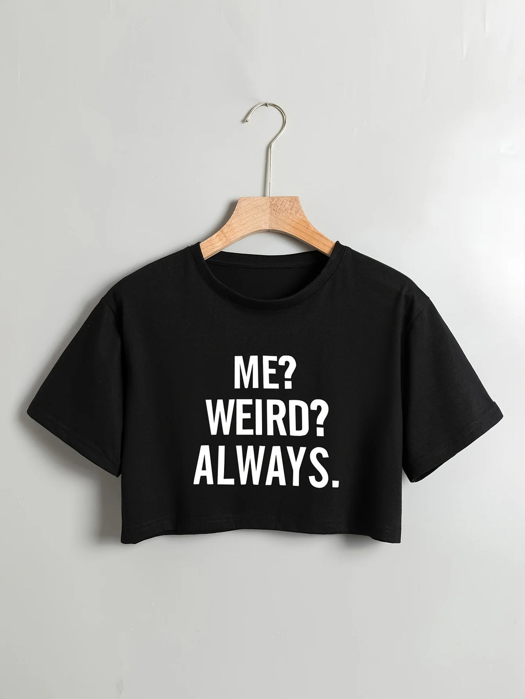 Cotton Blend Short Sleeve ME Letter Print Crop T-Shirt - Soft