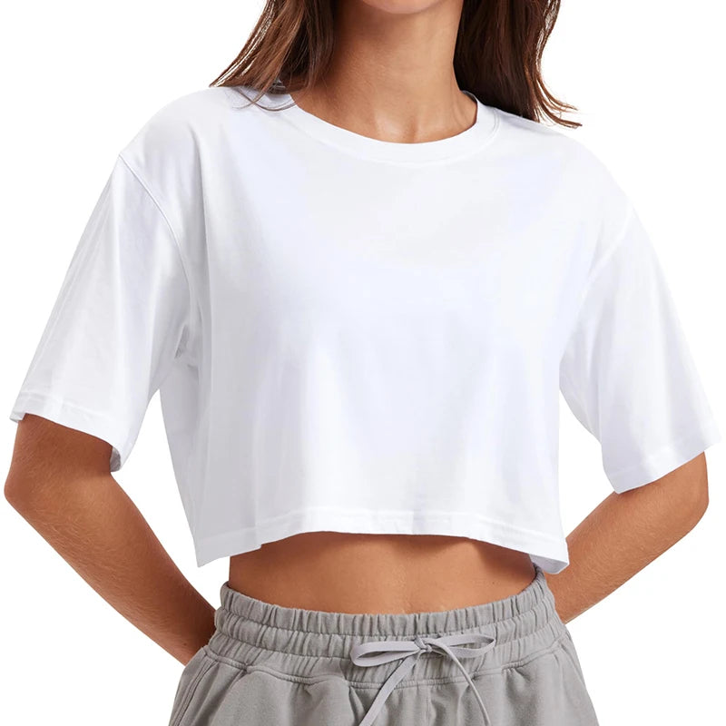 Harajuku Shirt Funny Y2K Women's Crop Tops Casual Female White Crop