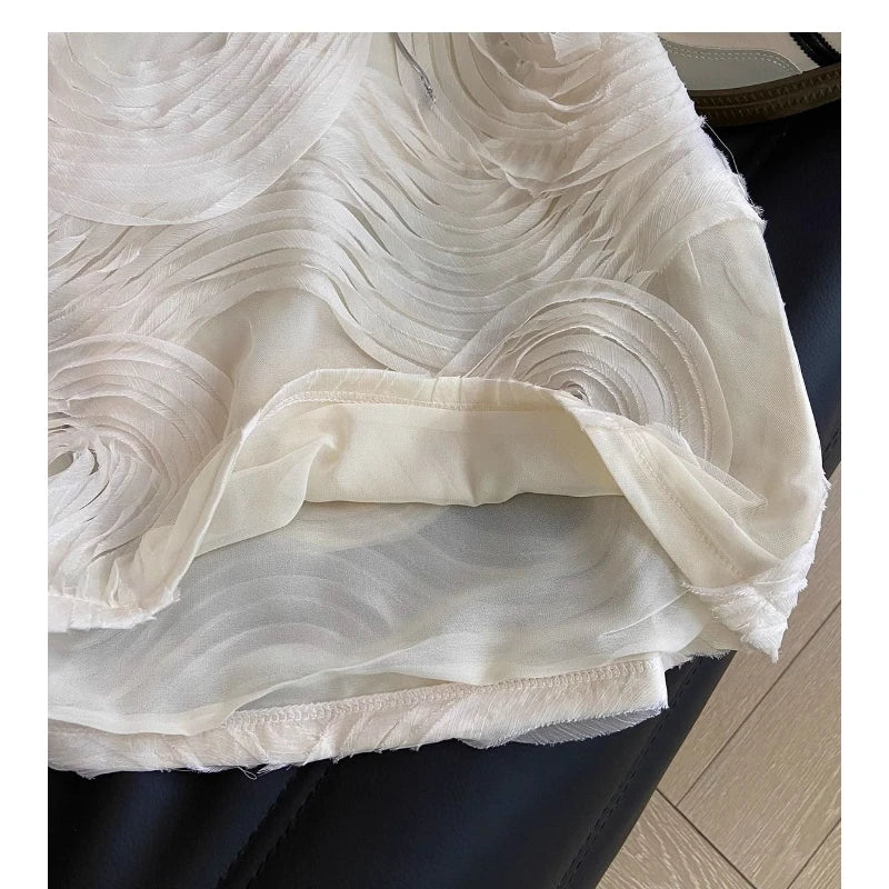 2025 Summer French Style Elegant Ruffled Sleeveless Chiffon Blouse