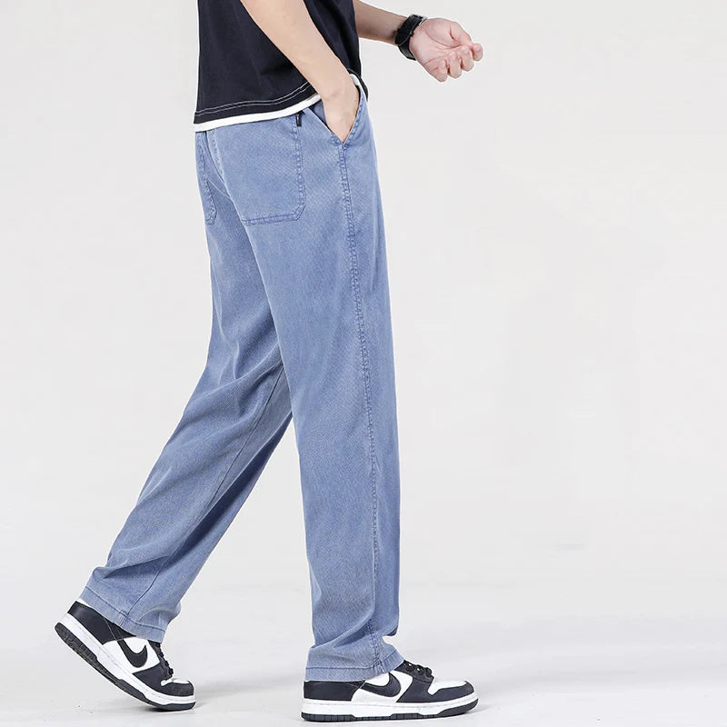 Summer Ultrathin High Quality Soft Lyocell Fabric Men's Jeans Loose