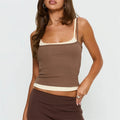 Women's Slim Fit Camisoles Spaghetti Strap Stylish Double Layer Cotton